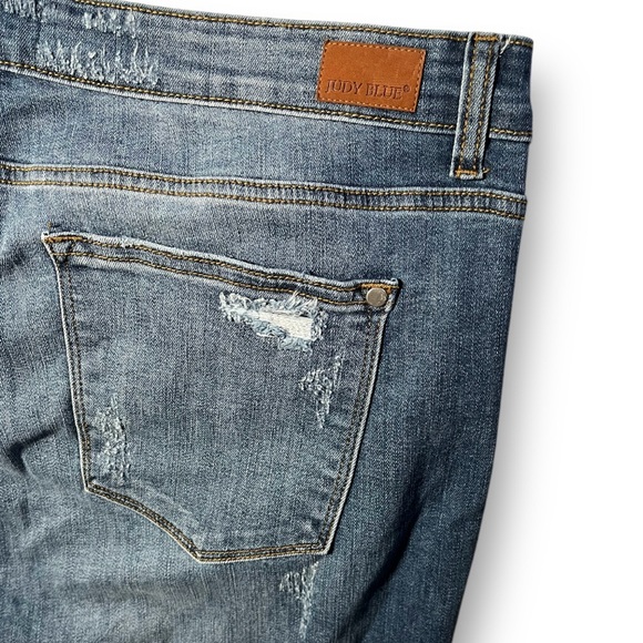 JUDY BLUE Distressed Leopard Print Cut Out Skinny Stretch Denim Jeans 3XL - Picture 6 of 10